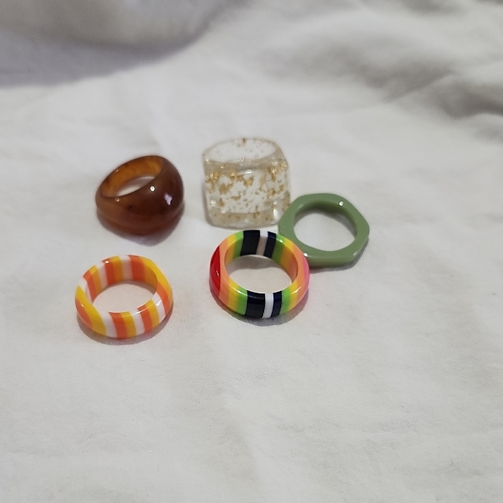 Colorful Resin Ring Set